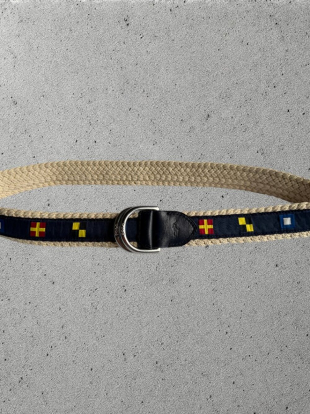 Polo Ralph Lauren Nautical Flags Rope Belt Blue White Preppy Size 32 - Picture 4 of 8